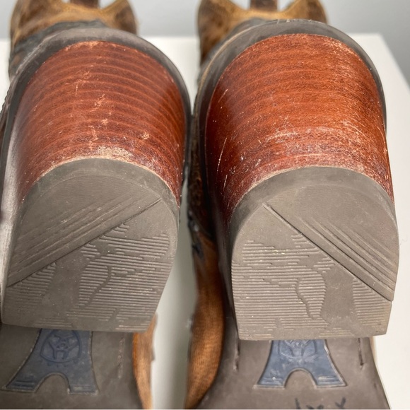 Ariat Ladies Rogue Studded Cowgirl Boots 7B Spicy Brown Ostrich Leather - Picture 11 of 16